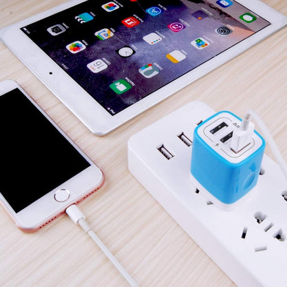USB Charger Multi Port,  USB Charger Charging Block USB Wall Plug Travel Charger Fast Phone Cube Brick USB Box for Iphone 15 14 13 12 11 10 X, Samsung Galaxy, Google Pixel, Motorola (Blue/3Port)